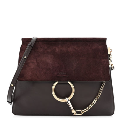 Chloe Calfskin Suede Medium Faye Shoulder Bag Dark Purple 1 of 12