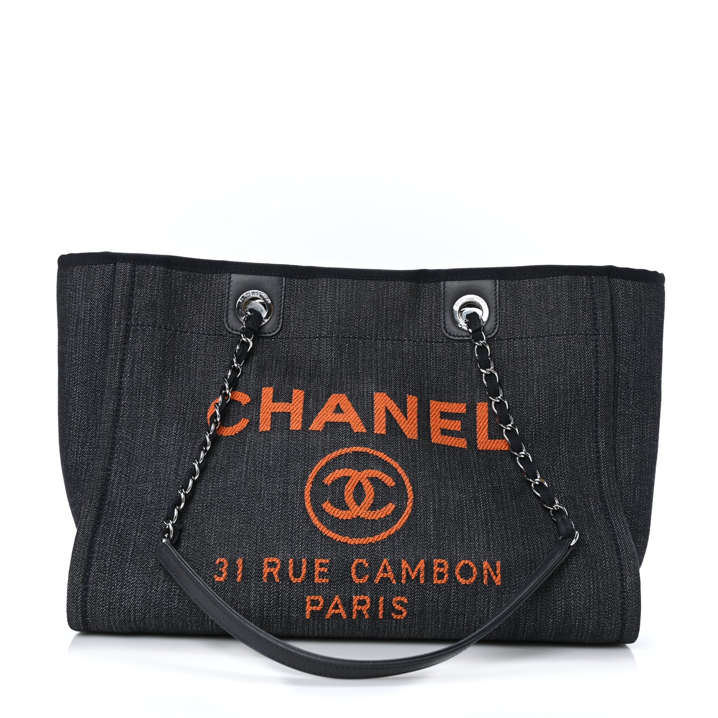 Denim Small Deauville Tote Blue Orange