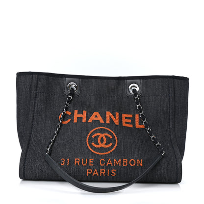 Chanel Denim Small Deauville Tote Blue Orange 1 of 10
