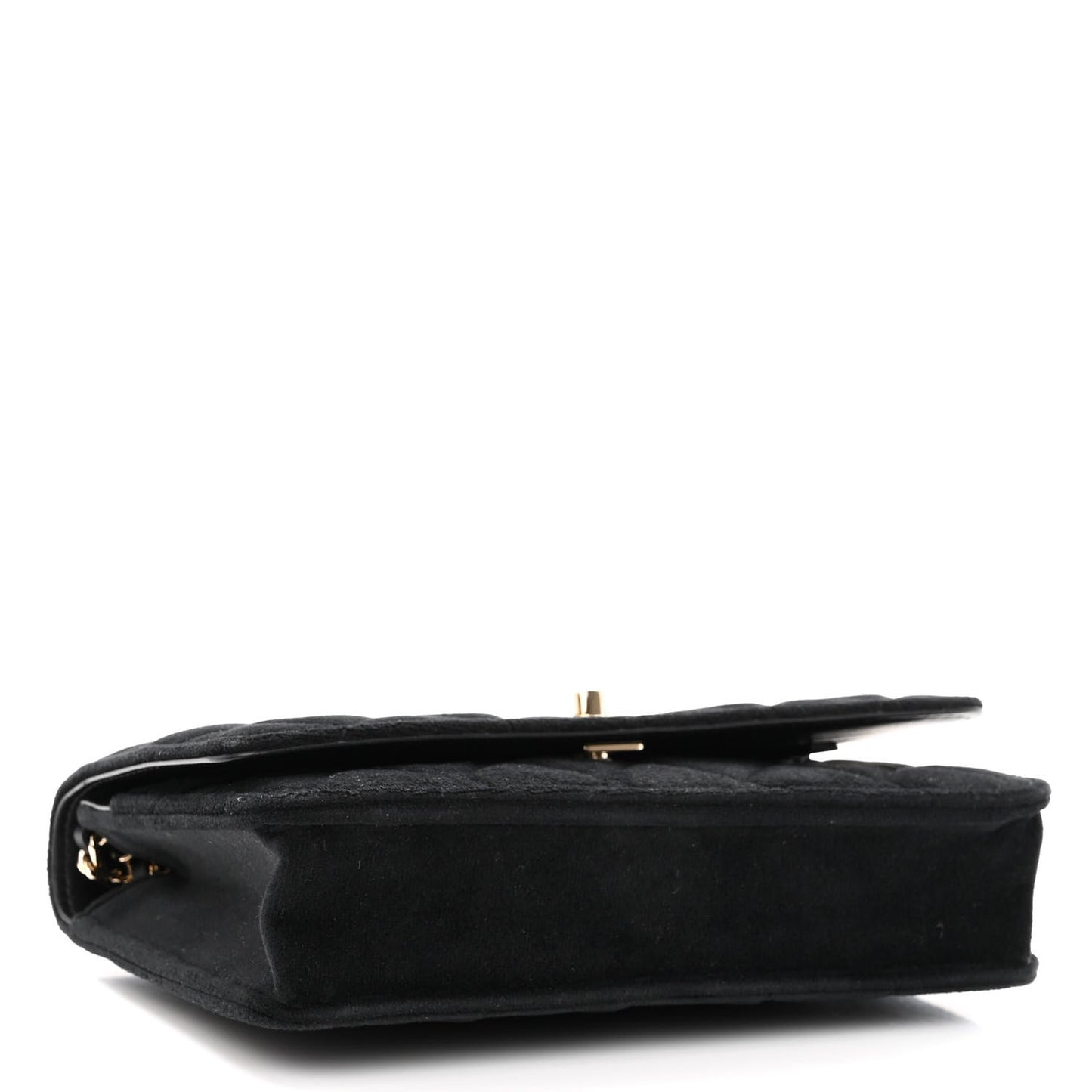 Velvet Quilted Pearl Crush Wallet On Chain WOC Black