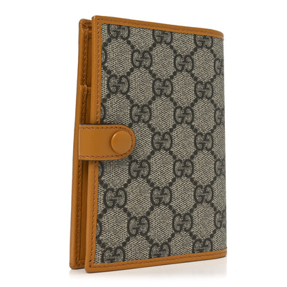Gucci GG Supreme Monogram Textured Calfskin Retro Interlocking G Passport Case Beige Yellow 6 of 14