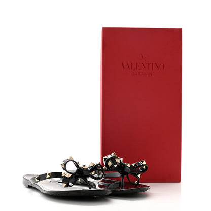 Valentino Garavani PVC Jelly Rockstud Bow Thong Sandals 37 Black 8 of 8