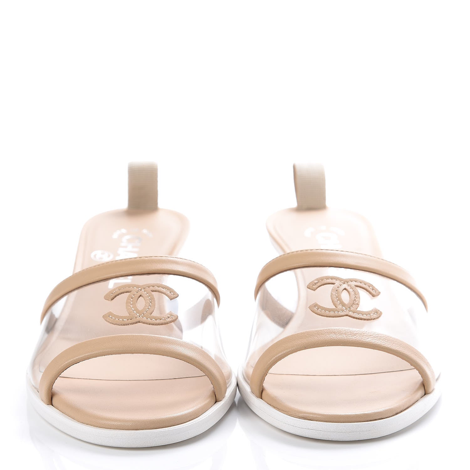 Chanel Lambskin PVC Mule 36.5 Transparent Beige 2 of 9