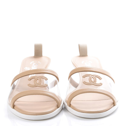 Chanel Lambskin PVC Mule 36.5 Transparent Beige 2 of 9