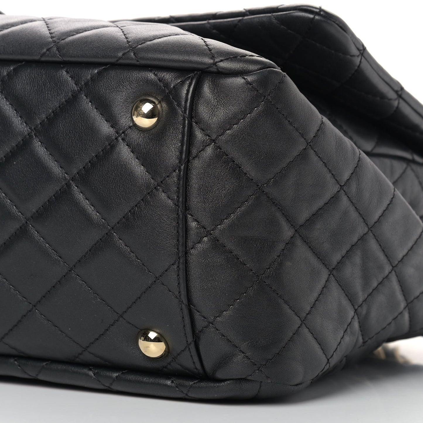 Calfskin Quilted XXL Travel Flap Bag Black