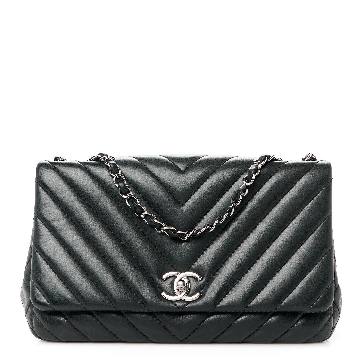 Chanel Lambskin Chevron Quilted Single Flap Black 1 of 12