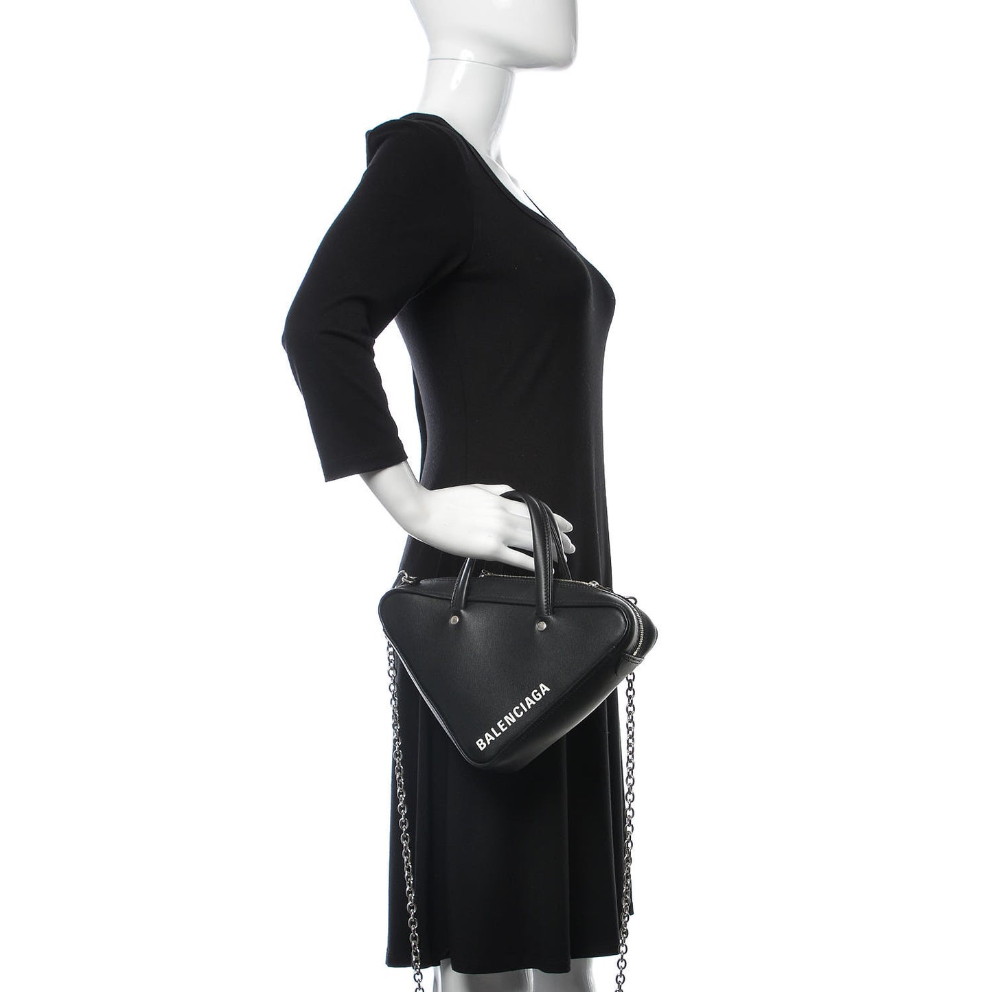 Calfskin XS Triangle Chain Duffle Black