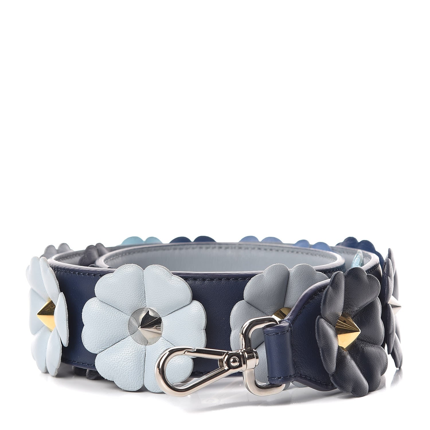 Fendi Vitello Dolce Flowerland Bi-Color Studded Strap You Blueberry Azzurro Polvere Multicolor 1 of 7