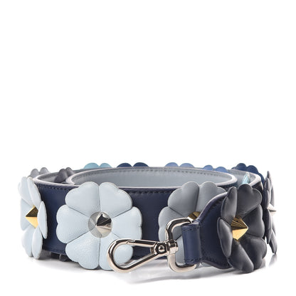 Fendi Vitello Dolce Flowerland Bi-Color Studded Strap You Blueberry Azzurro Polvere Multicolor 1 of 7