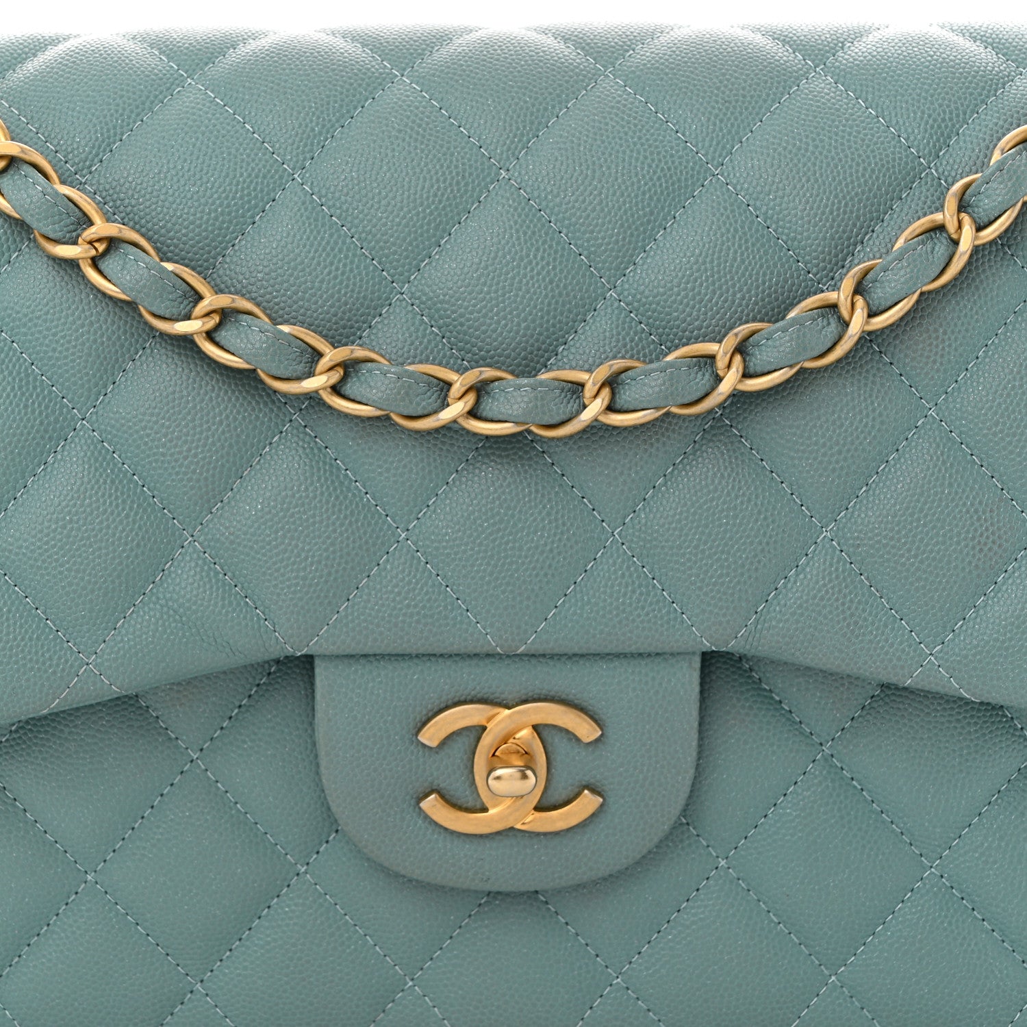 Chanel Iridescent Caviar Quilted Jumbo Double Flap Light Blue 8 of 10