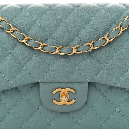 Chanel Iridescent Caviar Quilted Jumbo Double Flap Light Blue 8 of 10