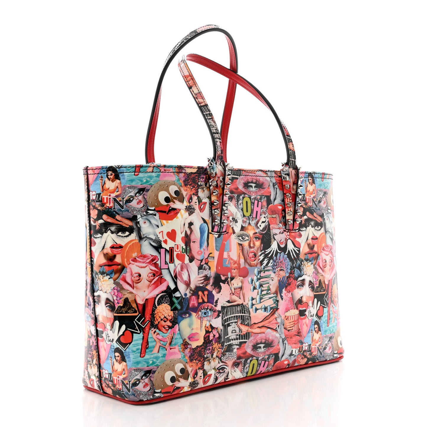 Patent Calfskin Small Oh Xtian Cabata Tote Red