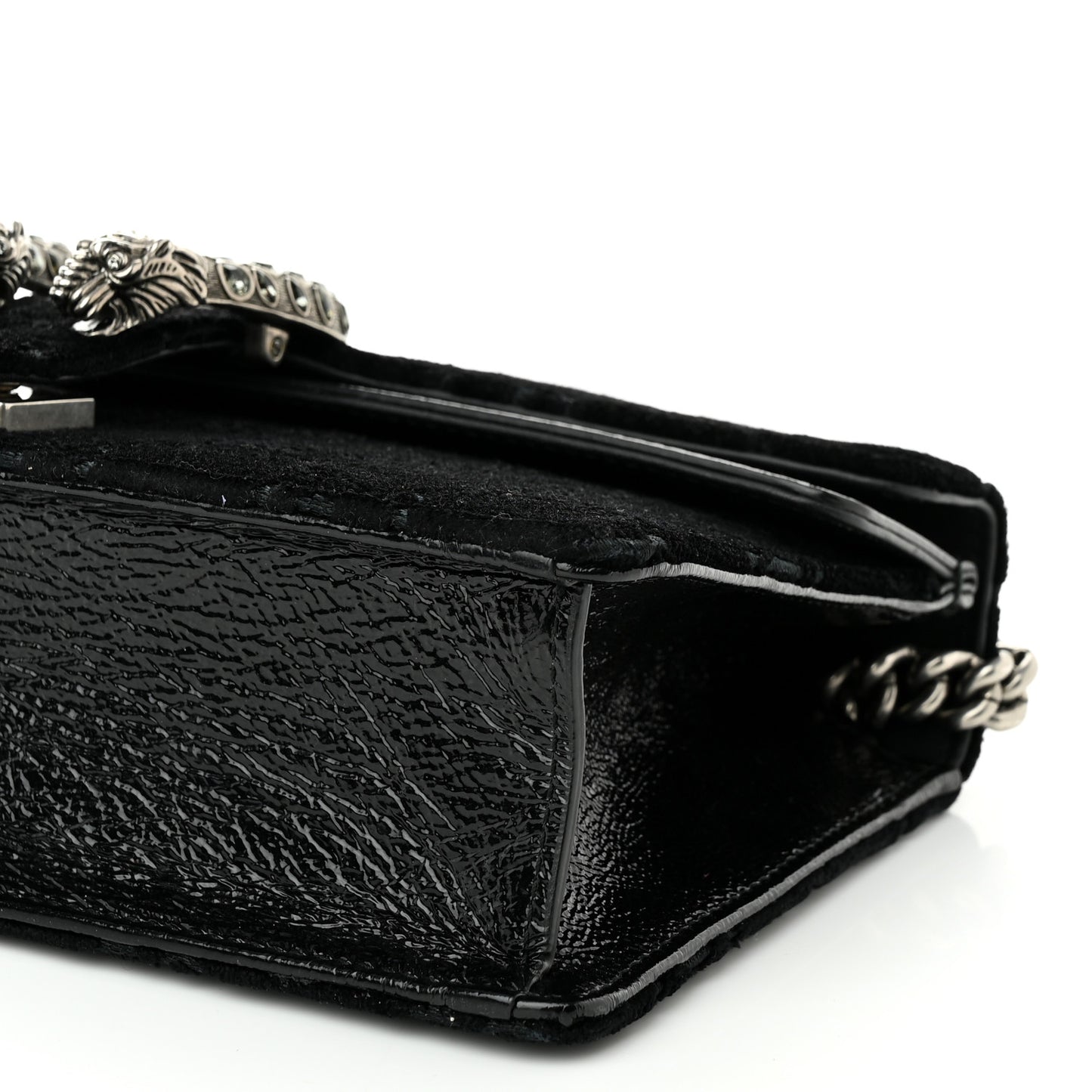 Velvet Skipper Crystal GG Monogram Small Dionysus Shoulder Bag Black Black Diamond