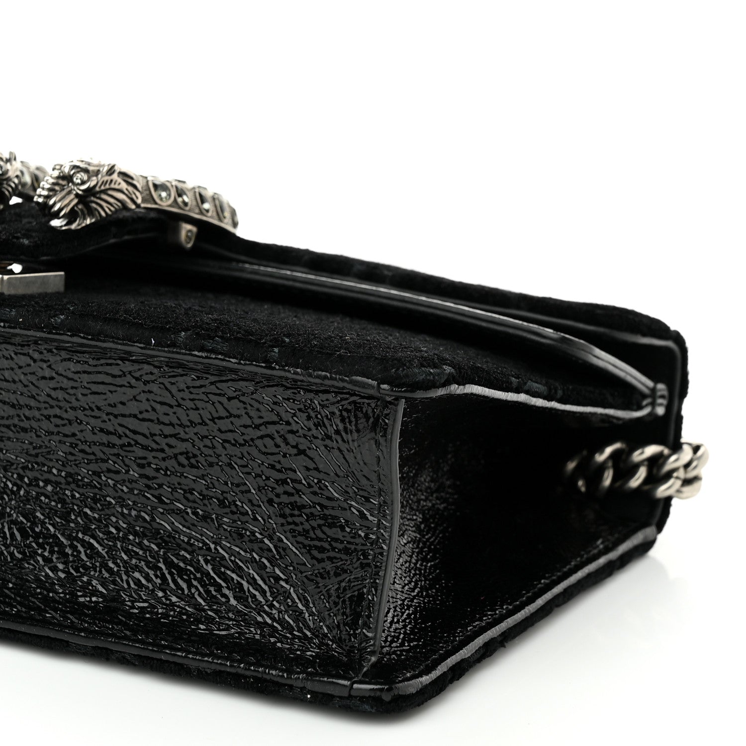 Gucci Velvet Skipper Crystal GG Monogram Small Dionysus Shoulder Bag Black Black Diamond 10 of 10