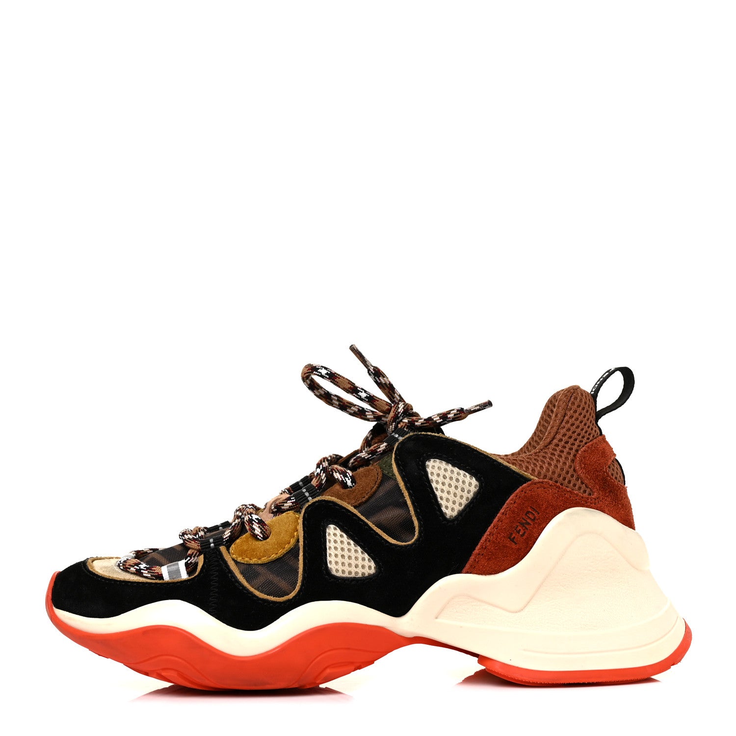 Fendi Suede Mesh FF Womens FFluid Low Top Sneakers 39 Black Brandy Tobacco 1 of 7