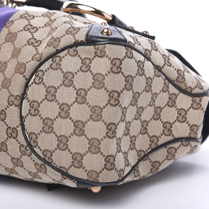 Gucci Monogram Horsebit Web Flap Bag Brown Purple 11 of 16