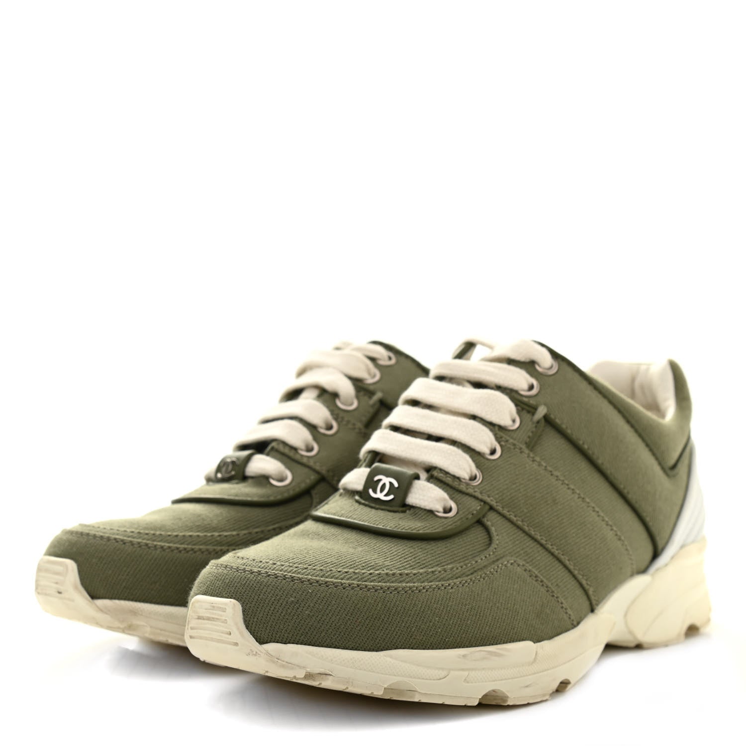 Chanel Canvas Womens Sneakers 38.5 Green 3 of 15