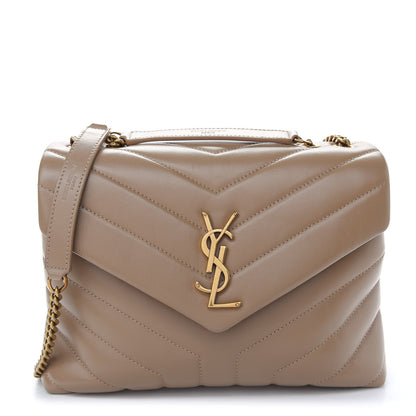 Saint Laurent Calfskin Y Quilted Monogram Small Loulou Chain Satchel Nude Powder 1 of 10