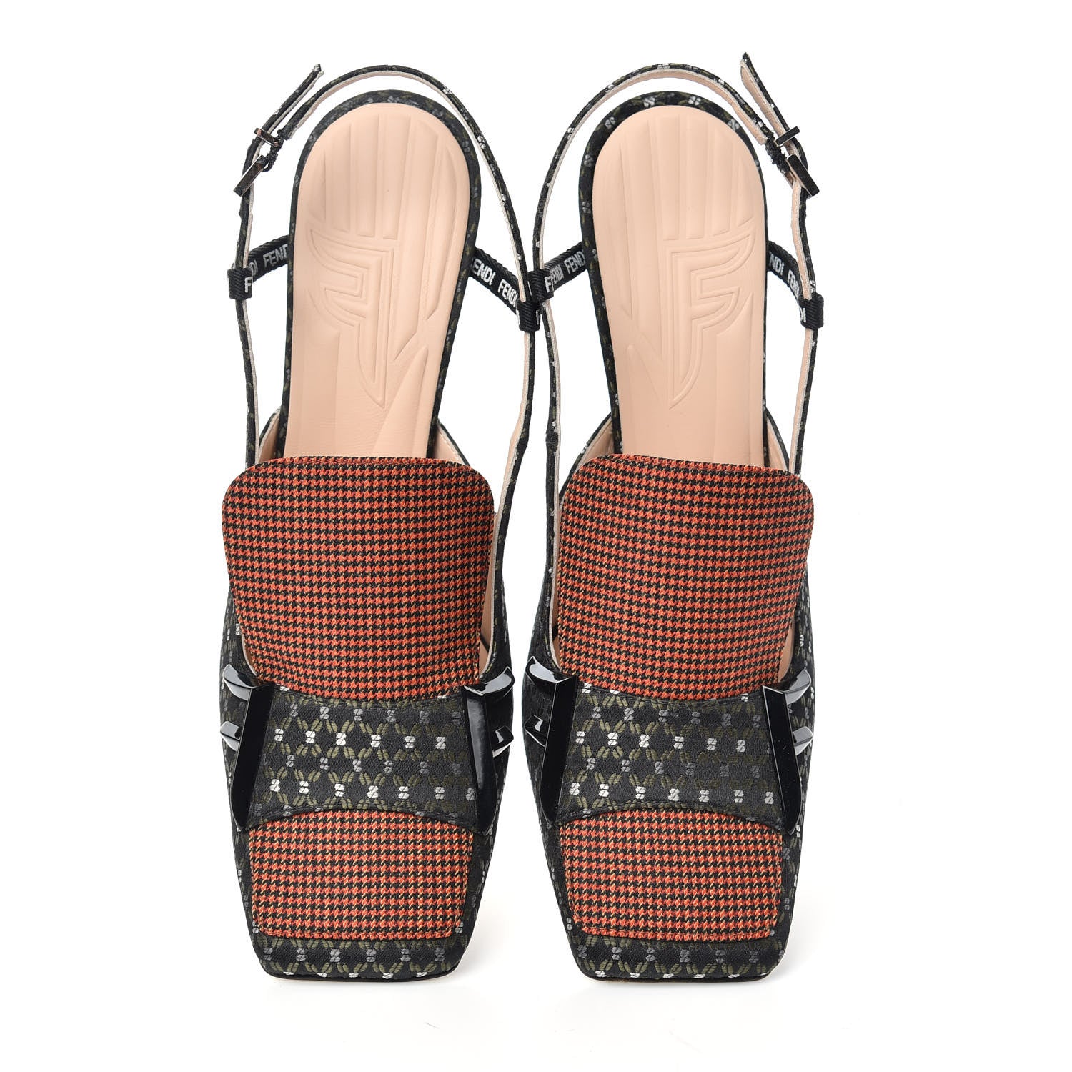 Fendi Fabric Jacquard Ffreedom Slingback Pumps 38.5 5 of 10