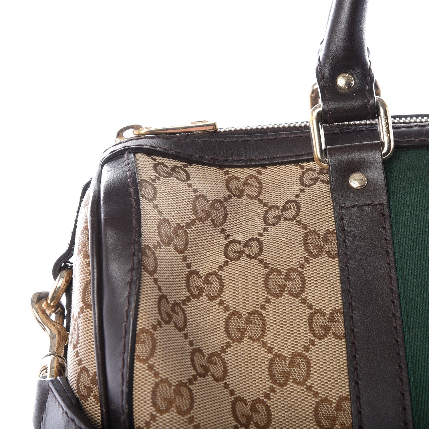 Gucci Monogram Vintage Web Medium Boston Dark Brown 11 of 12
