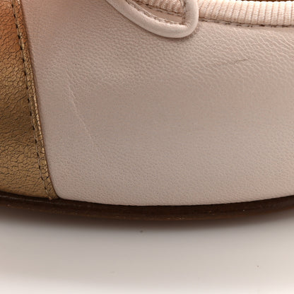 Chanel Lambskin Cap Toe Ballerina Flats 39.5 Beige Gold 9 of 10