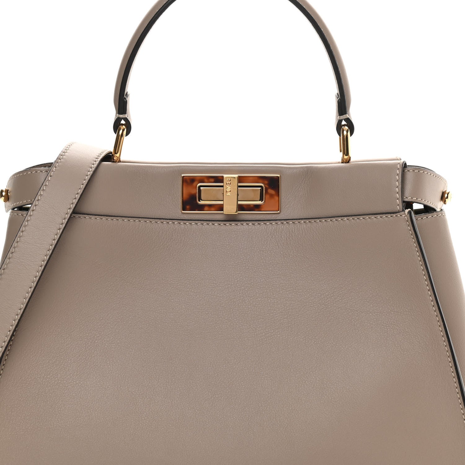Fendi Vitello Seta Plexiglass Tortoise Medium Peekaboo Iconic Satchel Tortora 9 of 11