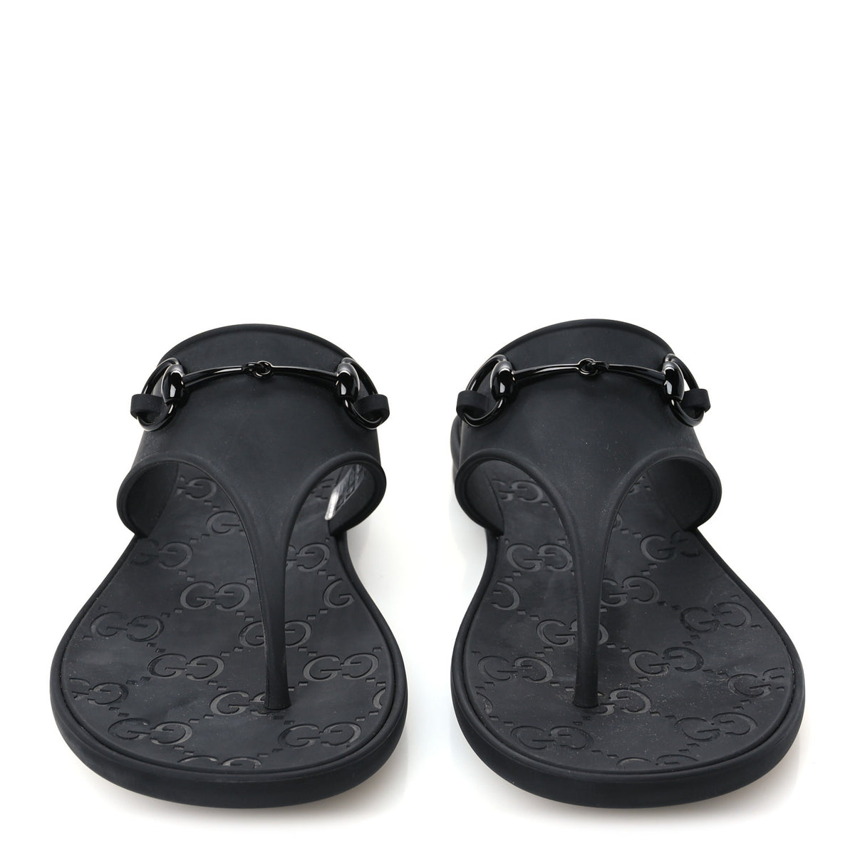 Rubber Womens Horsebit Thong Sandals 38 Black