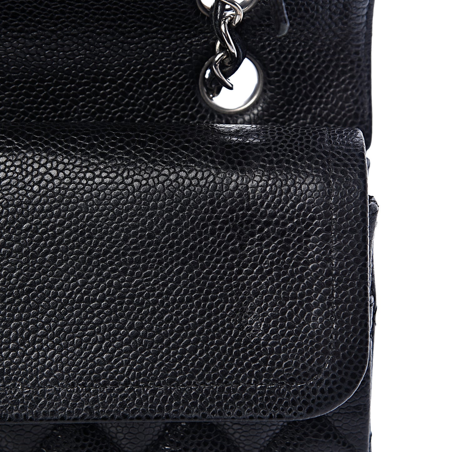 Caviar Quilted Medium Double Flap Black