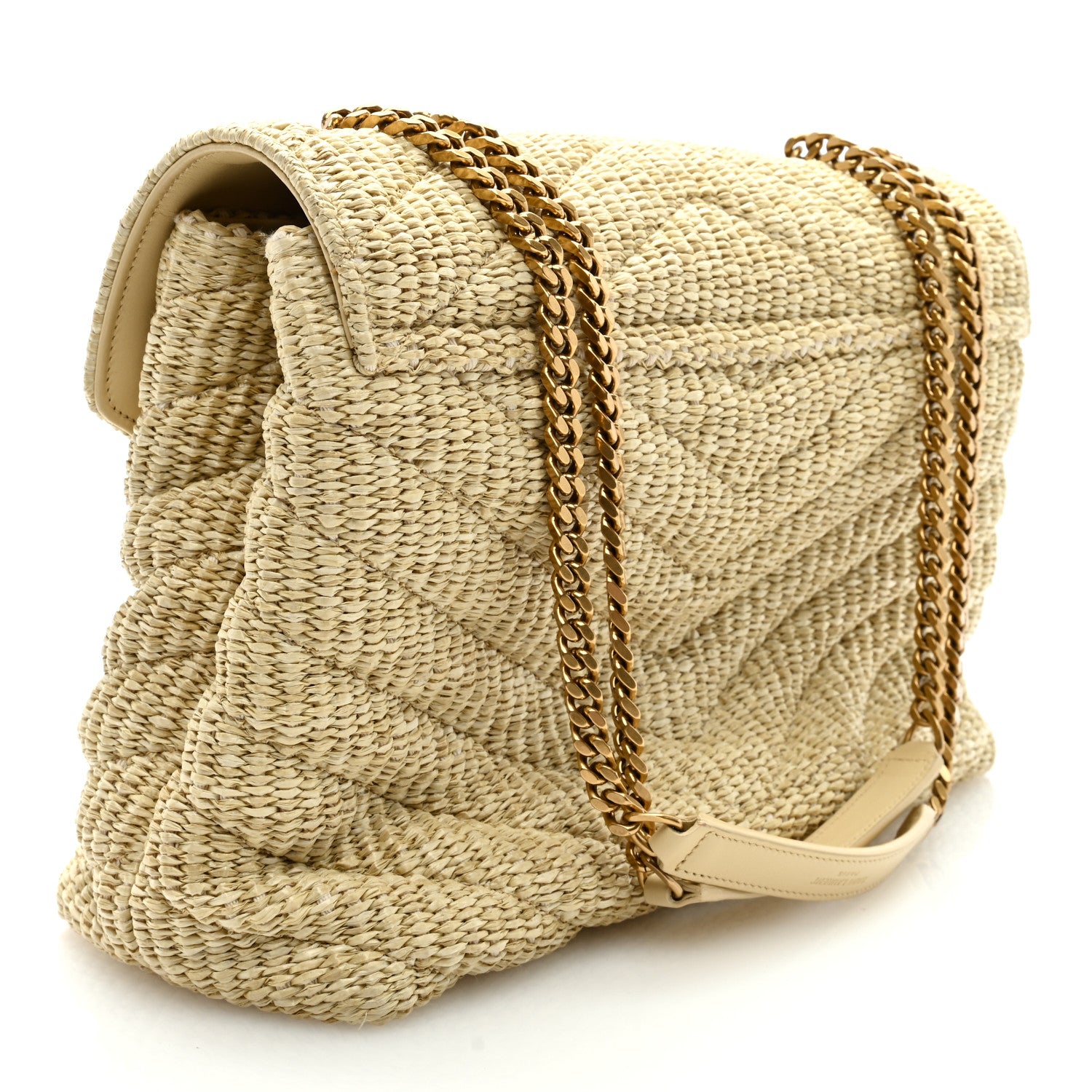 Saint Laurent Raffia Quilted Medium Loulou Chain Satchel Natural 3 of 8