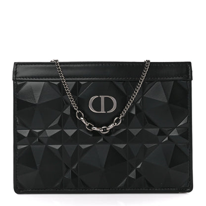 Christian Dior Calfskin Macrocannage Diamond Caro Zipped Pouch With Chain Black 1 of 9
