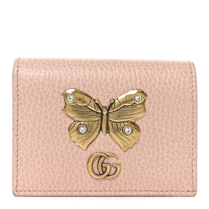 Gucci Pebbled Calfskin Butterfly Card Case Perfect Pink 1 of 10