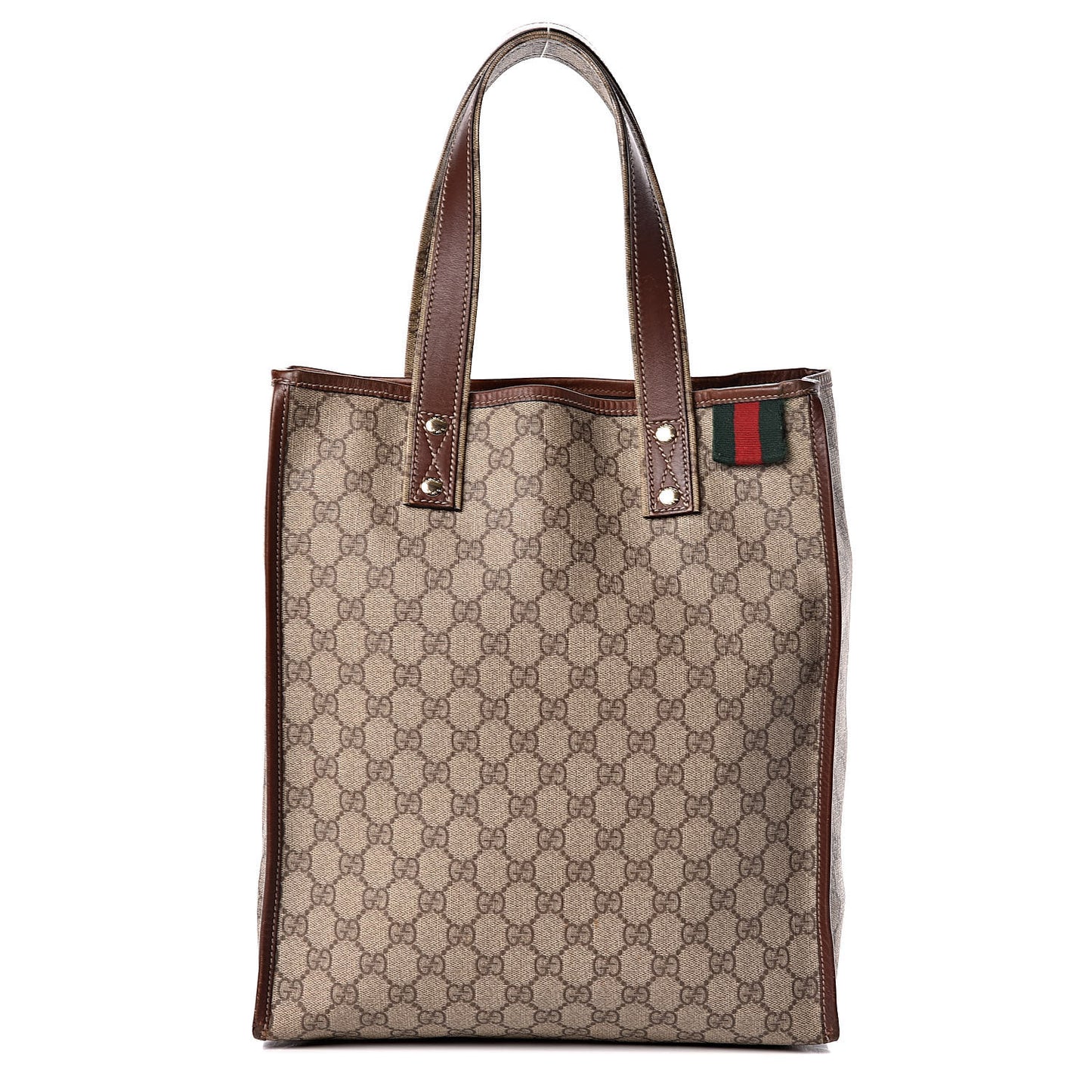 GG Plus Monogram Small Signature Web Loop Vertical Tote Light Brown