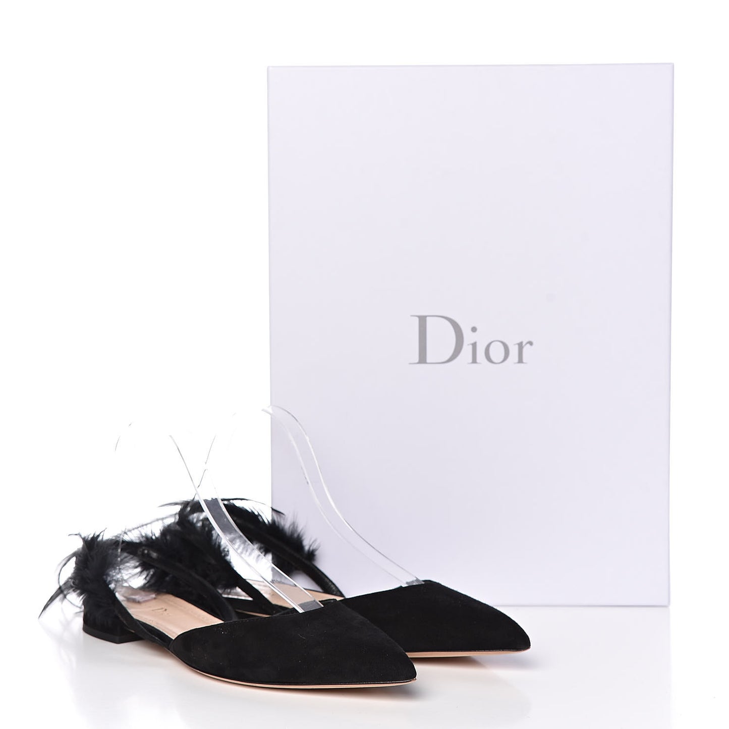 Suede Feather Dior Ethnie Flats 38.5 Black