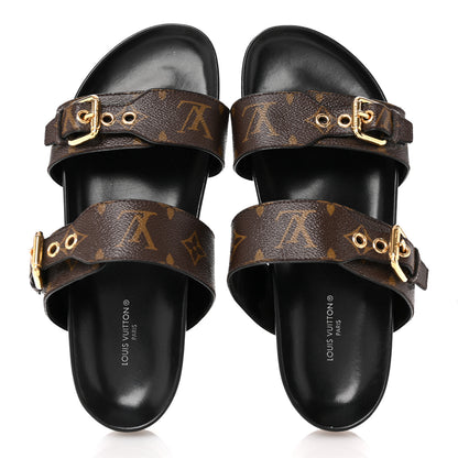 Louis Vuitton Monogram Bom Dia Mule Sandals 38 Black 2 of 11