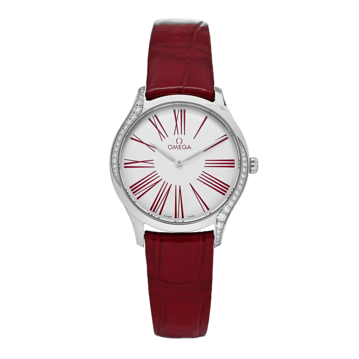 Stainless Steel Alligator Diamond 36mm De Ville Tresor Quartz Watch Red 428.18.36.60.04.002