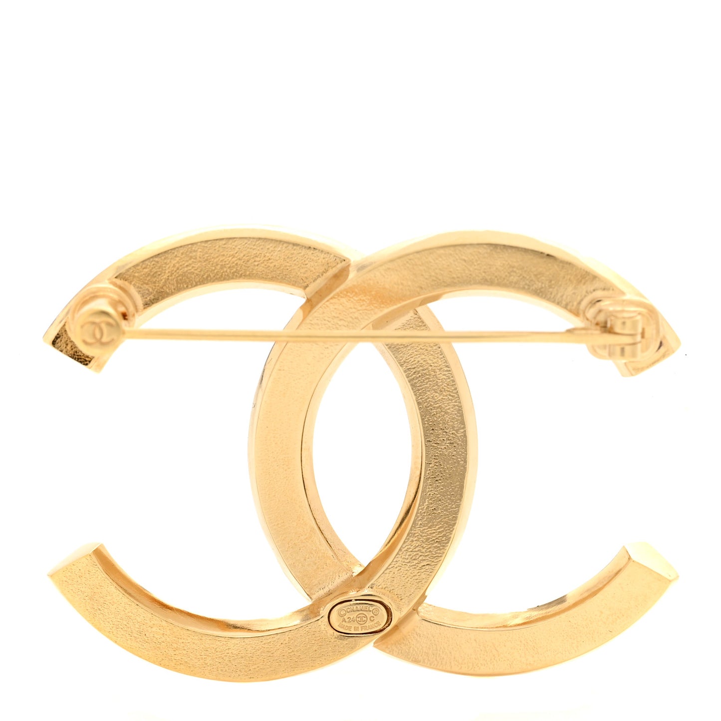 Baguette Crystal CC Brooch Black Gold