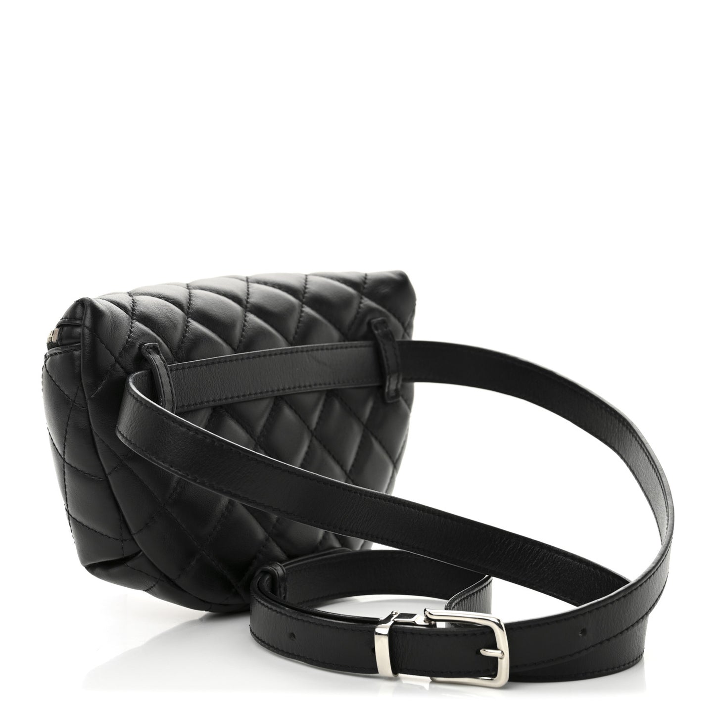 Calfskin Quilted Uniform Waist Belt Bag Black
