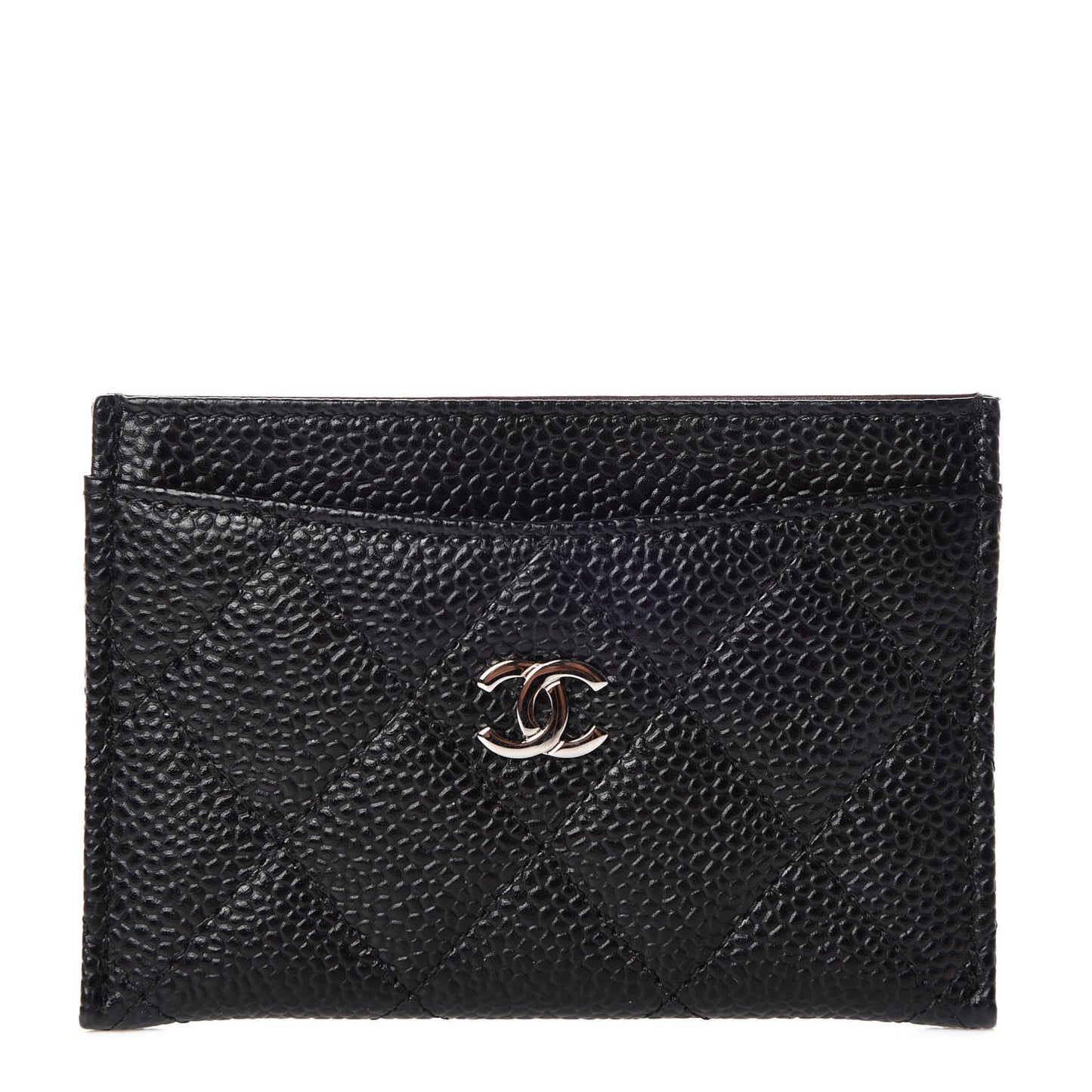 Caviar Quilted Card Holder Black
