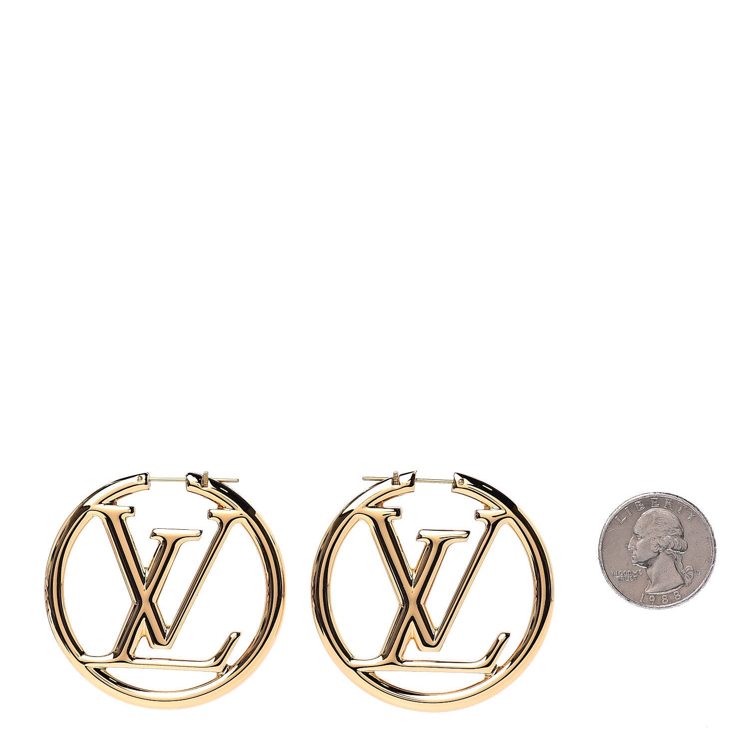 Louis Vuitton Metal Louise Hoop Earrings Gold 2 of 5
