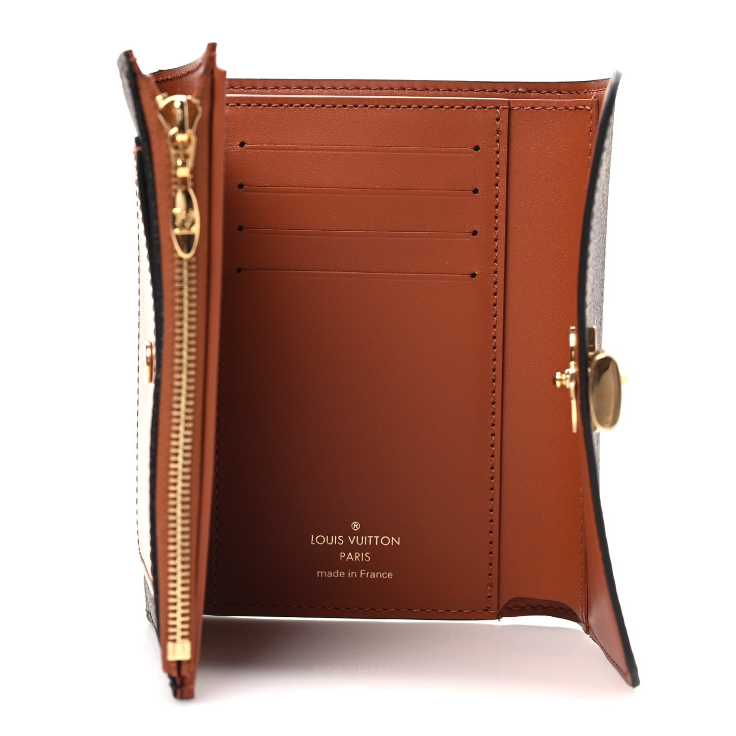 Monogram Flower Lock Compact Wallet Caramel