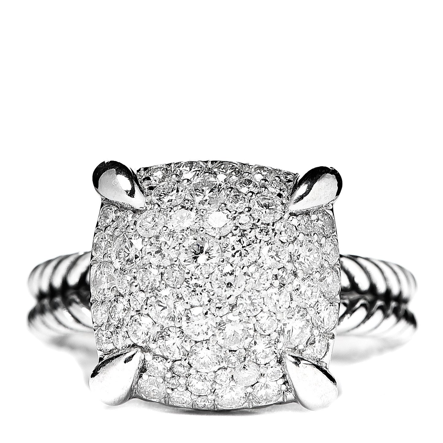 Sterling Silver Diamond 14mm Chatelaine Pave Ring 54 7