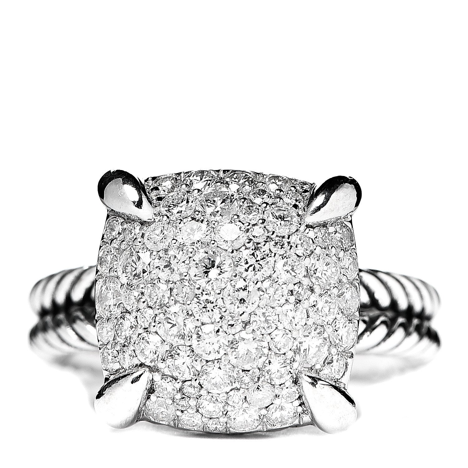 David Yurman Sterling Silver Diamond 14mm Chatelaine Pave Ring 54 7 1 of 3