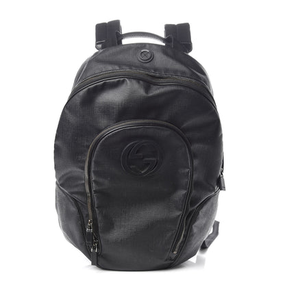 Gucci Coated Canvas Interlocking G Travel Backpack Black 1 of 19