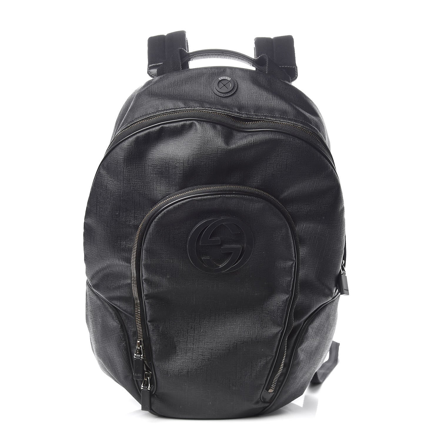 Gucci Coated Canvas Interlocking G Travel Backpack Black 1 of 19