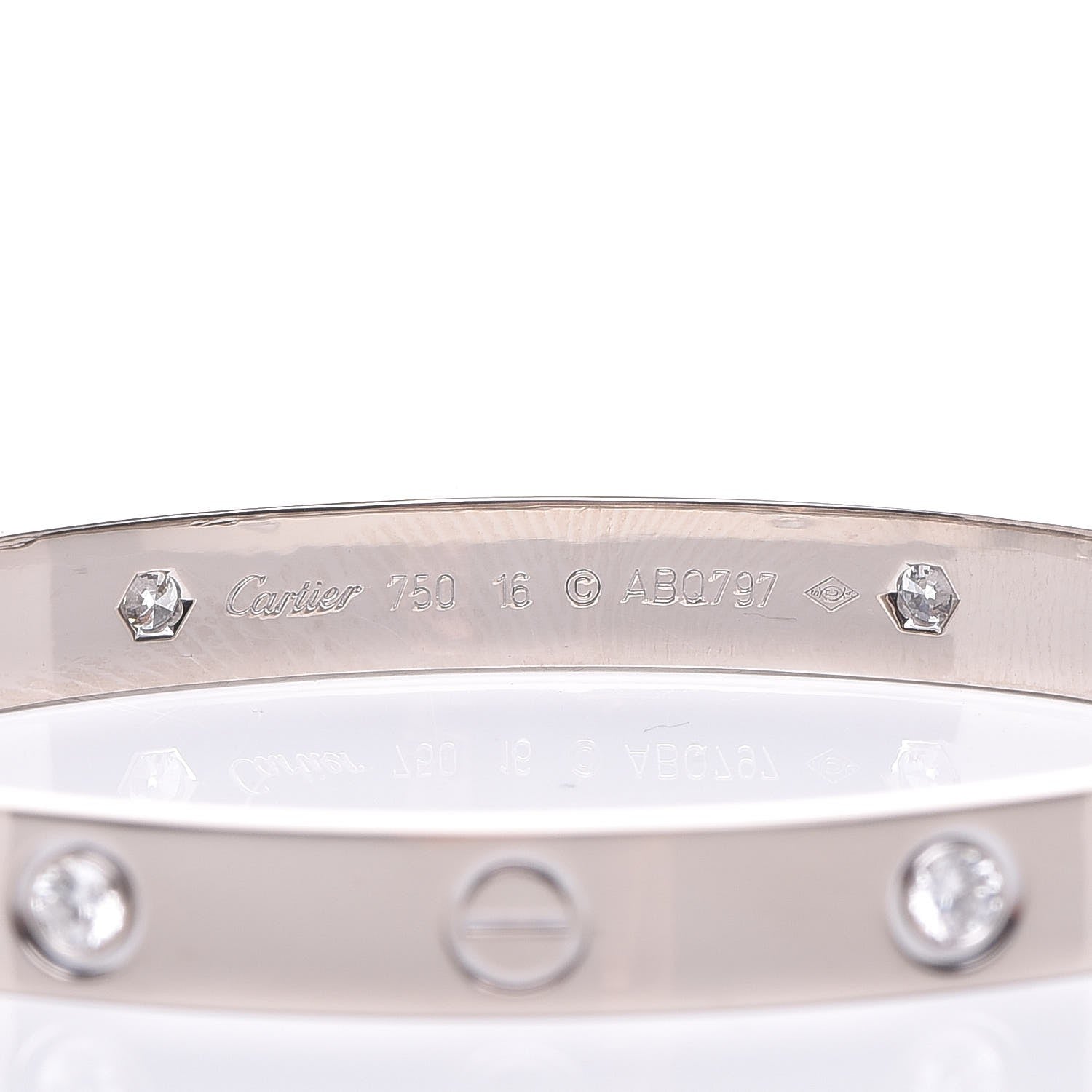 Cartier 18K White Gold 4 Diamond LOVE Bracelet 16 4 of 6