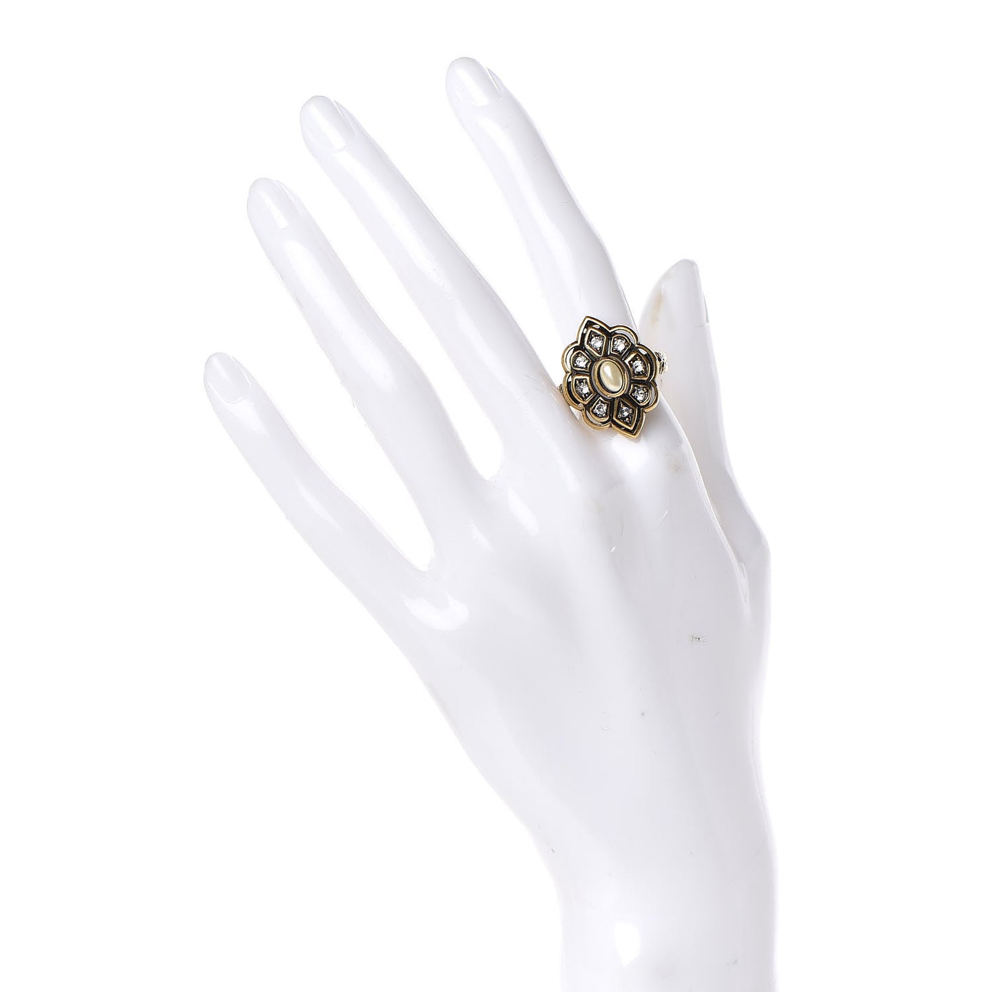 Metal Pearl Ring 13 Aged Gold