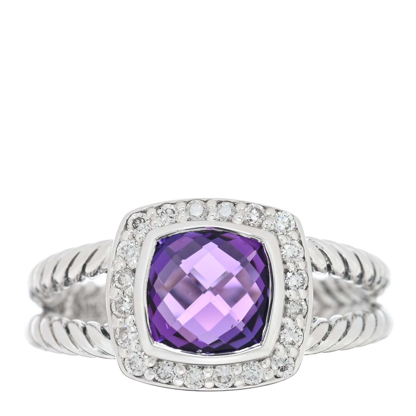 Sterling Silver Diamond Amethyst 7mm Petite Albion Ring 53 6.5