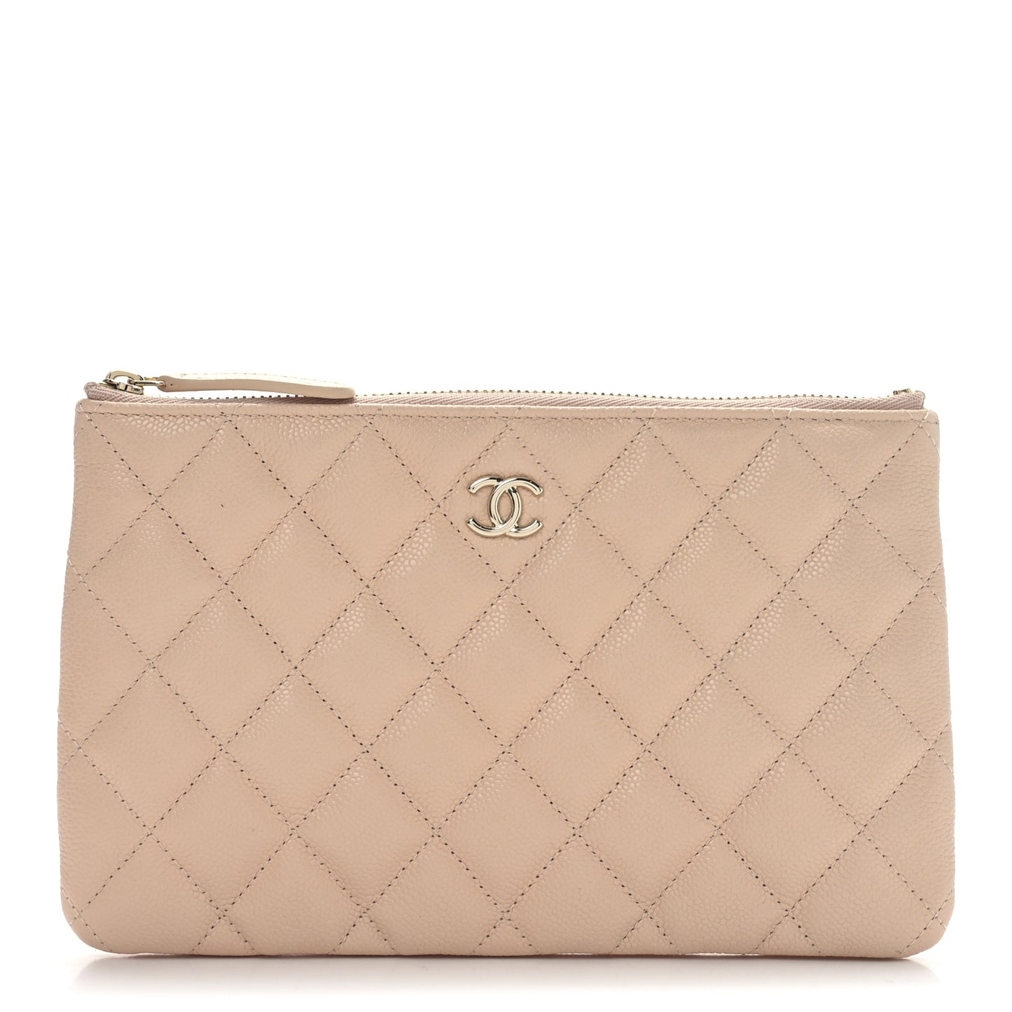 Caviar Quilted Cosmetic Case Beige