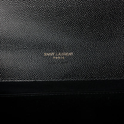 Saint Laurent Grain De Poudre Matelasse Chevron Monogram Envelope Clutch Black 6 of 10