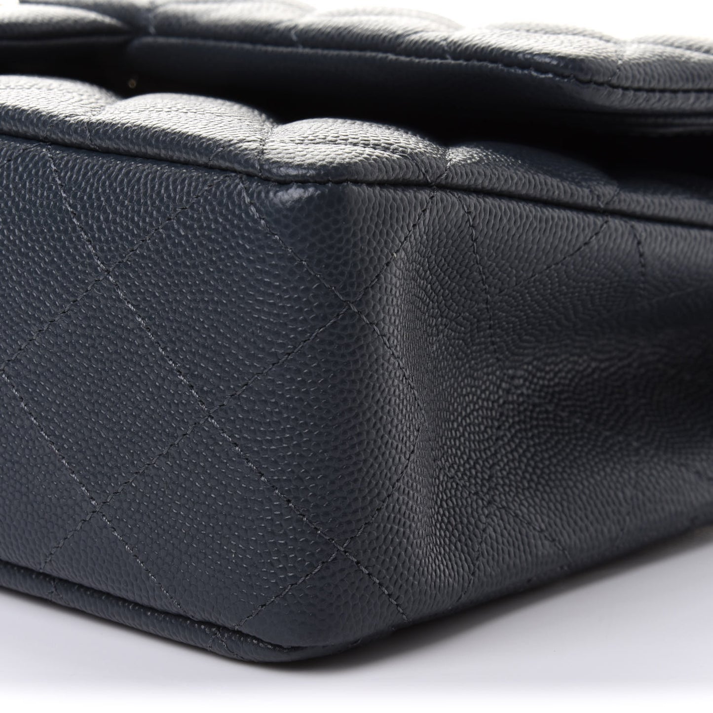 Caviar Quilted Medium Double Flap Dark Grey